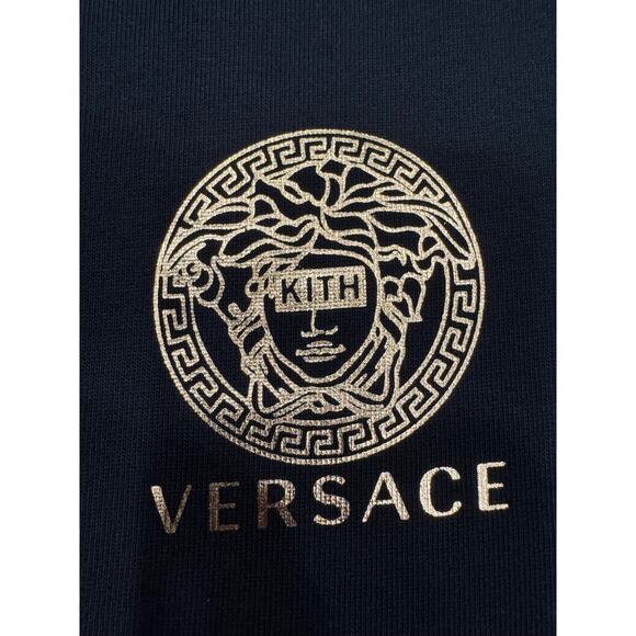 KITH x Versace Black Gold Mini Medusa Logo Cotton Short Sleeve T-Shirt Medium M - Picture 4 of 8